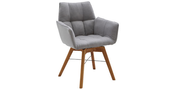 ARMLEHNSTUHL in Holz, Textil Eichefarben, Hellgrau  - Eichefarben/Hellgrau, Design, Holz/Textil (61/87/63cm) - Waldwelt