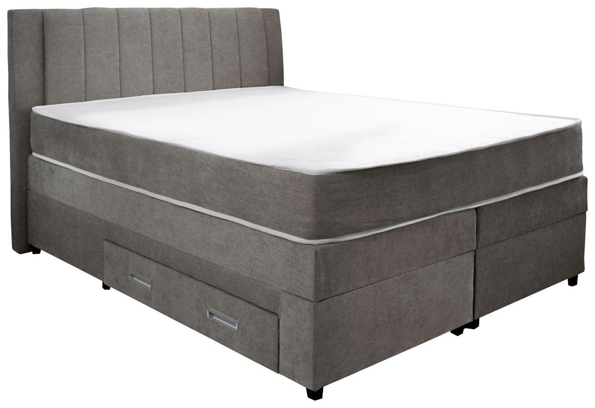 POSTELJA BOXSPRING 160 cm   x 200 cm  , tekstil, leseni material siva  - siva, Konvencionalno, tekstil/leseni material (160/200cm) - Carryhome