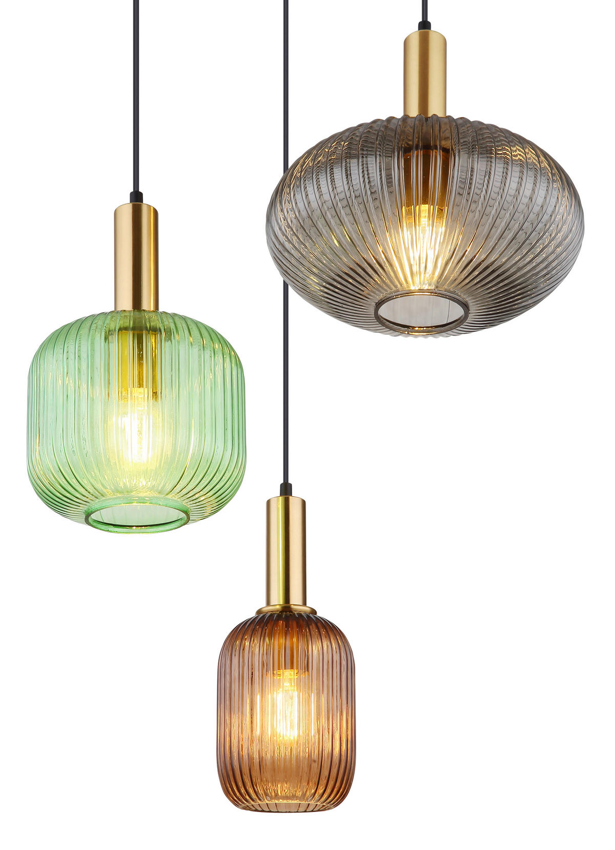 HÄNGELEUCHTE 55/130 cm    - Messingfarben/Grün, Design, Glas/Metall (55/130cm) - Globo
