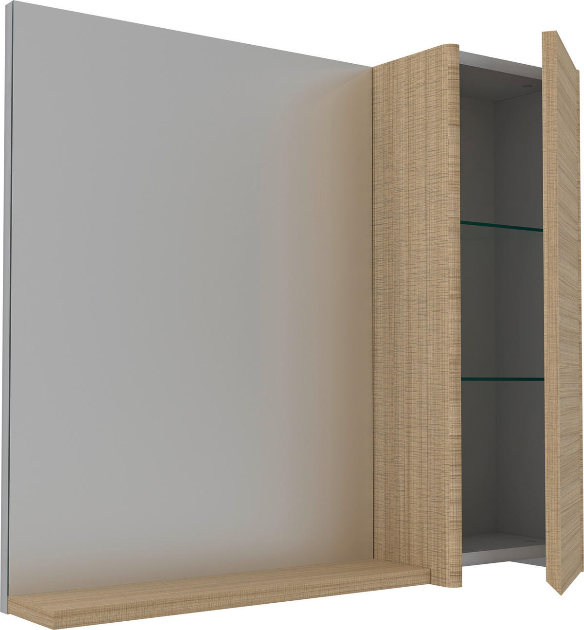 BADEZIMMER 3-teilig  in  - Eichefarben/Weiß Hochglanz, MODERN, Glas/Keramik (80/119/45cm) - MID.YOU