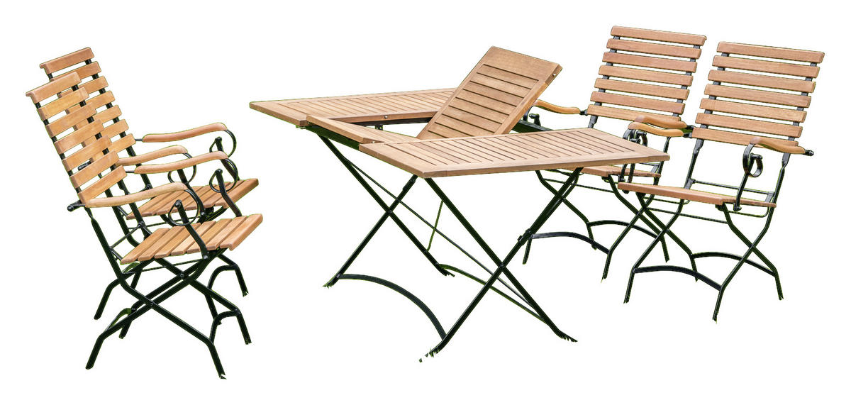 GARTENTISCH 100-150/90/74 cm  - Schwarz/Naturfarben, ROMANTIK / LANDHAUS, Holz/Metall (100-150/90/74cm) - Gardenson