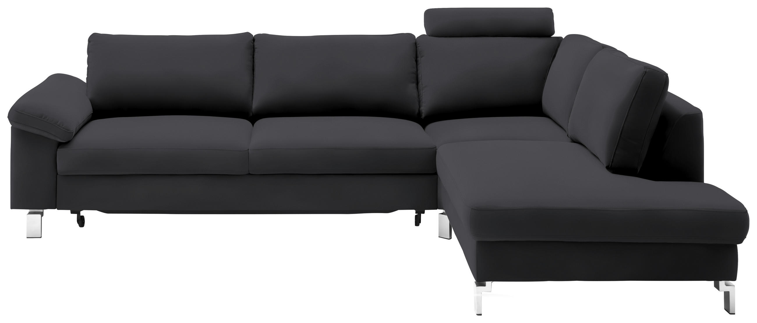 ECKSOFA in Echtleder Dunkelgrau  - Chromfarben/Dunkelgrau, Design, Leder/Metall (281/200cm) - Pure Home Lifestyle