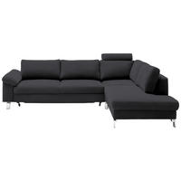 ECKSOFA in Echtleder Dunkelgrau  - Chromfarben/Dunkelgrau, Design, Leder/Metall (281/200cm) - Pure Home Lifestyle