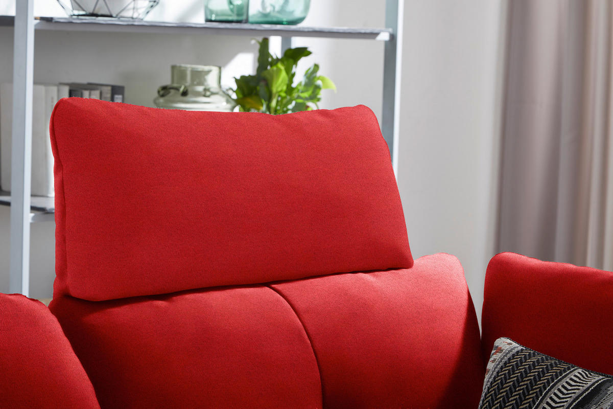 ECKSOFA in Flachgewebe Hellrot  157/344 cm  - Hellrot/Schwarz, Design, Textil/Metall (157/344cm) - Chilliano