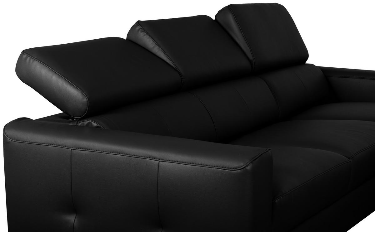 Colțar Extensibil, textil, piele, negru - negru, metal/textil (235/73-97/179cm) - Celina