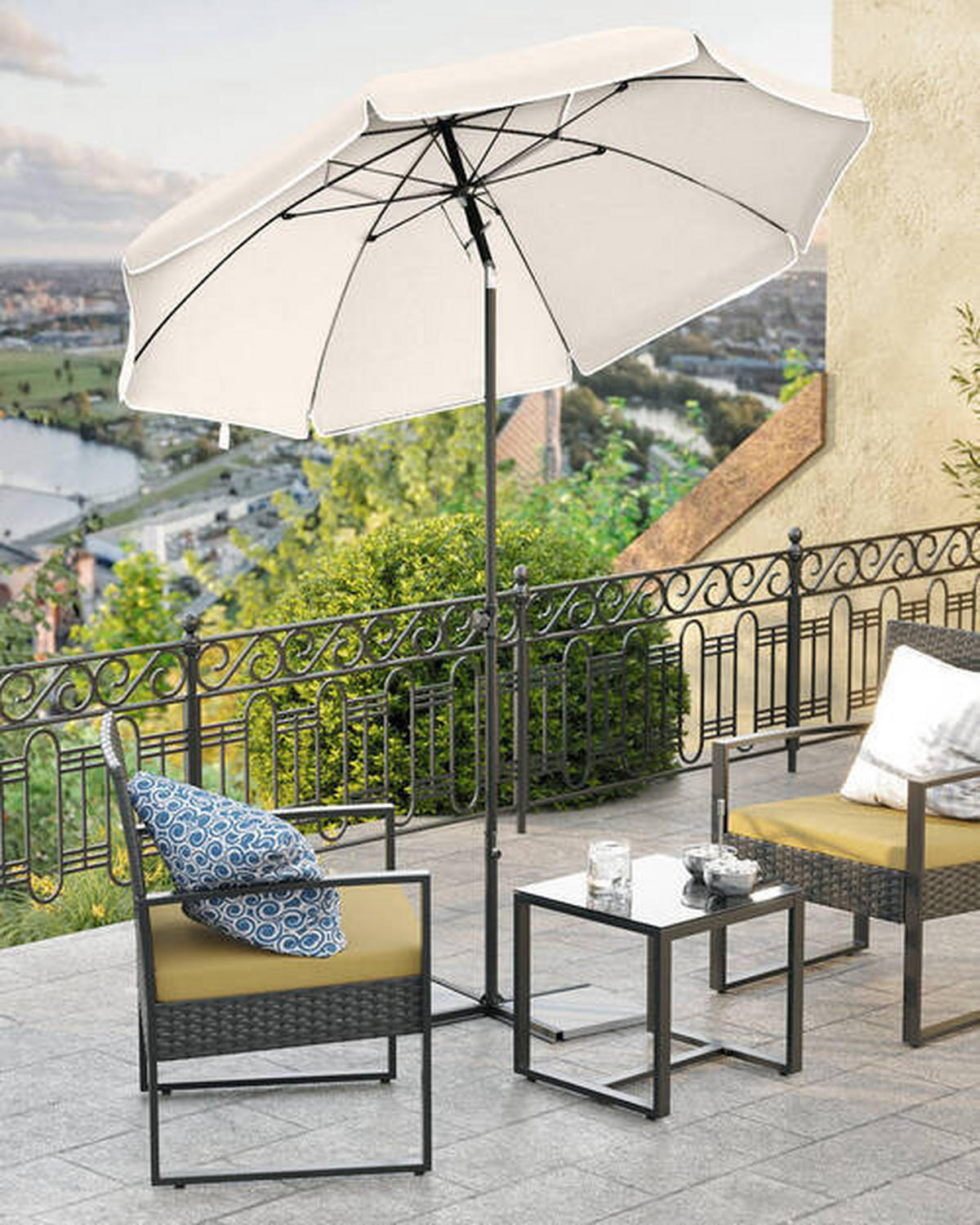 SONNENSCHIRM 160 cm Beige  - Beige/Schwarz, Basics, Textil/Metall (160/160cm) - Modante