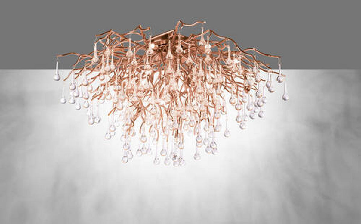 DECKENLEUCHTE Icicle 100/100/50 cm   - Messingfarben, KONVENTIONELL, Glas/Kunststoff (100/100/50cm) - Paul Neuhaus