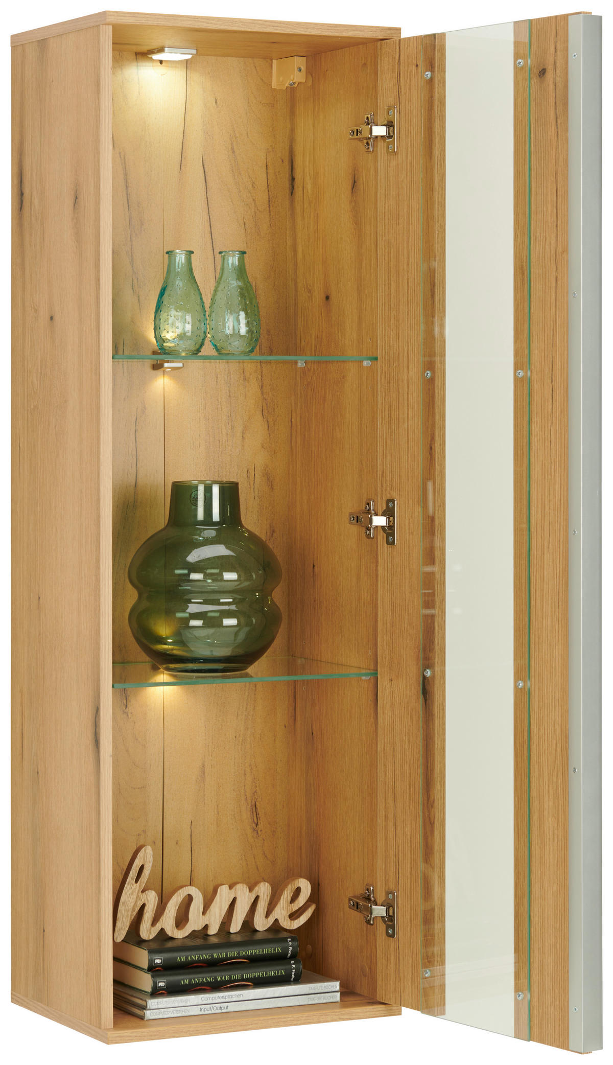 VITRINĂ SUSPENDATĂ  in străveziu, culoare lemn stejar  - străveziu/culoare lemn stejar, Modern, plastic/sticlă (42,2/129,8/32cm) - Modern Living