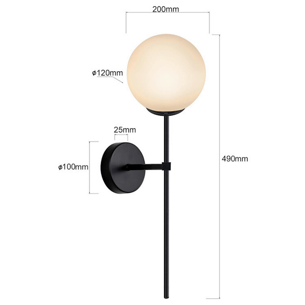 WANDLEUCHTE Piruleta  49/12/20 cm  - Schwarz, Design, Metall (49/12/20cm)