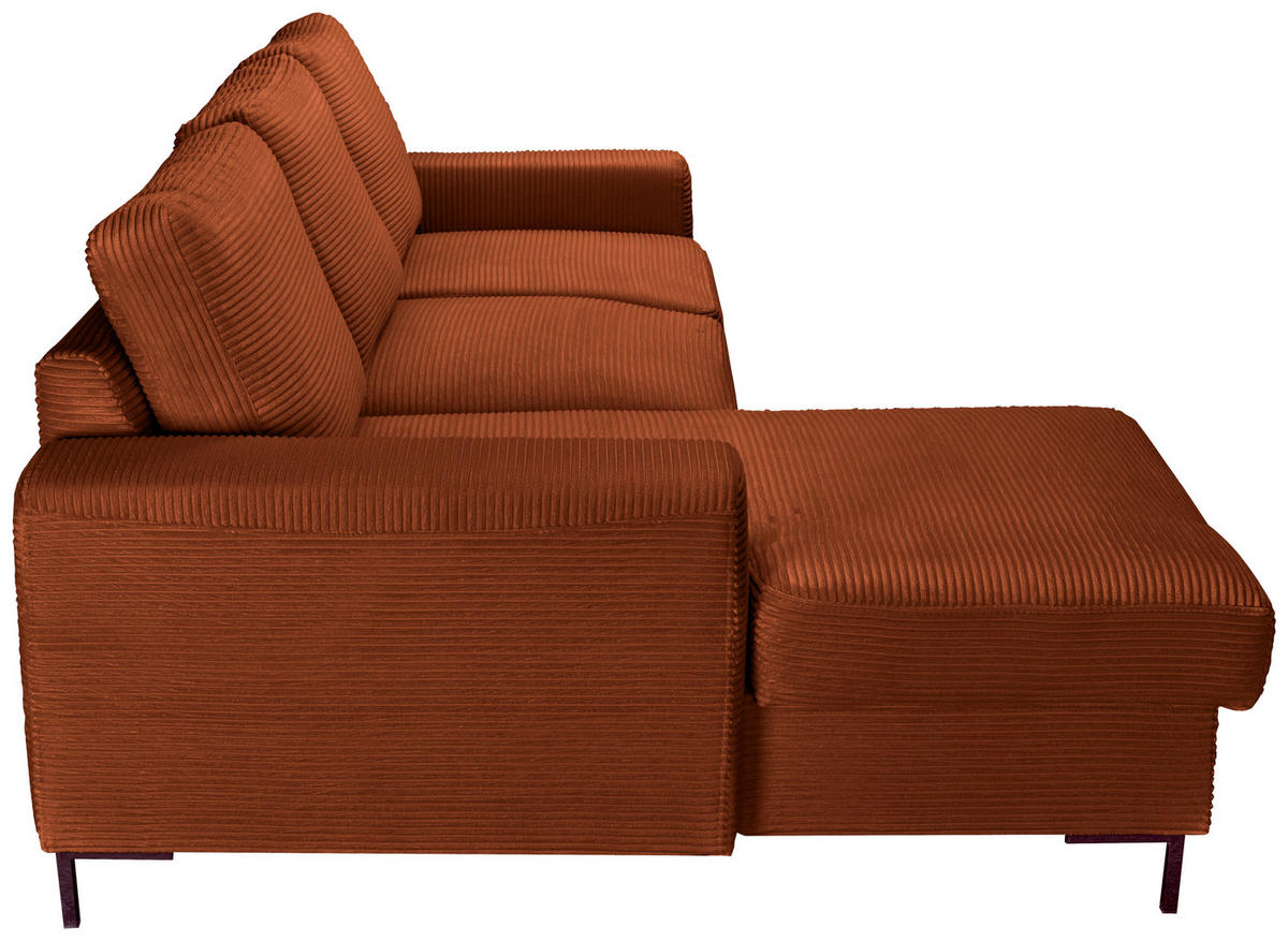 ECKSOFA Rostfarben Cord  - Rostfarben/Schwarz, KONVENTIONELL, Textil/Metall (150/240cm) - Carryhome