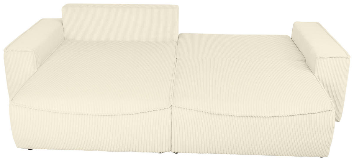 ECKSOFA Creme Cord  - Creme/Schwarz, KONVENTIONELL, Kunststoff/Textil (148/265cm) - Carryhome