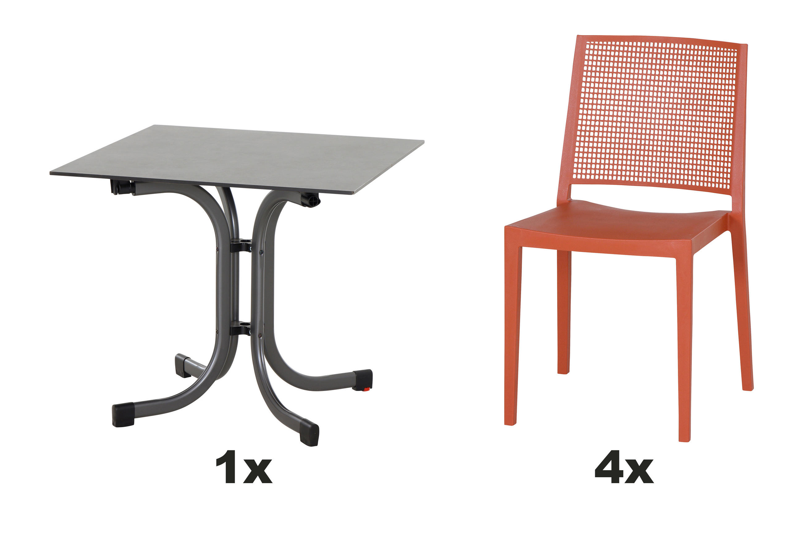 GARTENGARNITUR 5-teilig Stahl  - Rot, Basics, Kunststoff/Metall (80/80/80cm) - Siena Garden