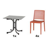 GARTENGARNITUR 5-teilig Stahl  - Rot, Basics, Kunststoff/Metall (80/80/80cm) - Siena Garden
