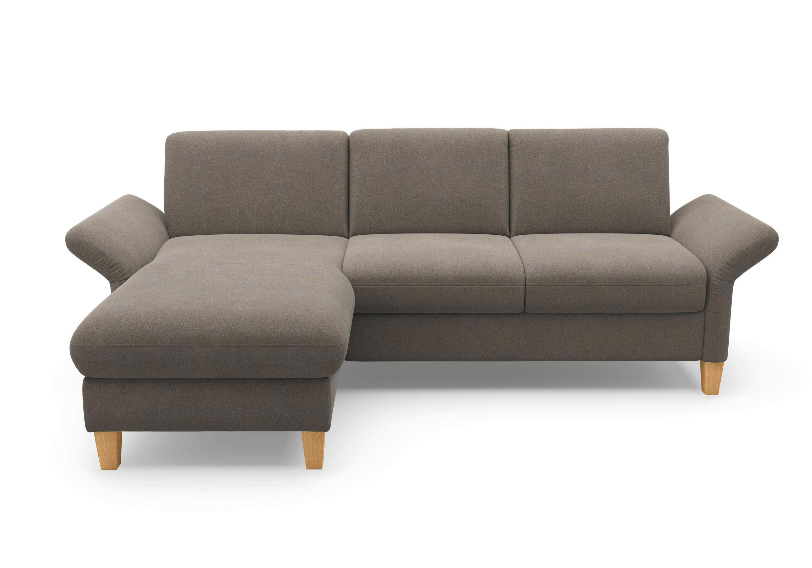 ECKSOFA ROCHELLE E Schlammfarben Flachgewebe  - Schlammfarben/Eichefarben, KONVENTIONELL, Holz/Textil (164/251cm) - Sit & More