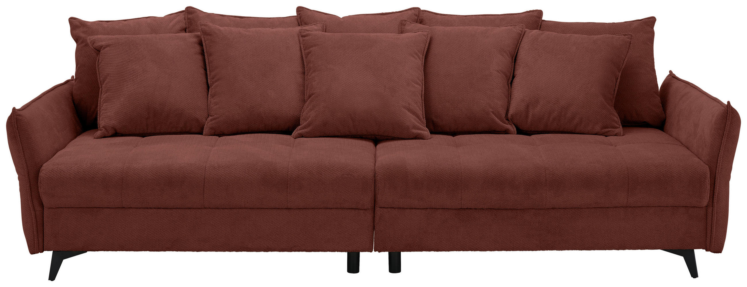 BIGSOFA Webstoff Dunkelrot  - Schwarz/Dunkelrot, KONVENTIONELL, Textil/Metall (282/94/127cm) - Ambia Home
