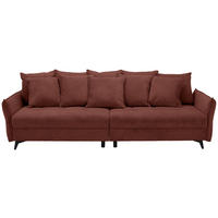 BIGSOFA Webstoff Dunkelrot  - Schwarz/Dunkelrot, KONVENTIONELL, Textil/Metall (282/94/127cm) - Ambia Home