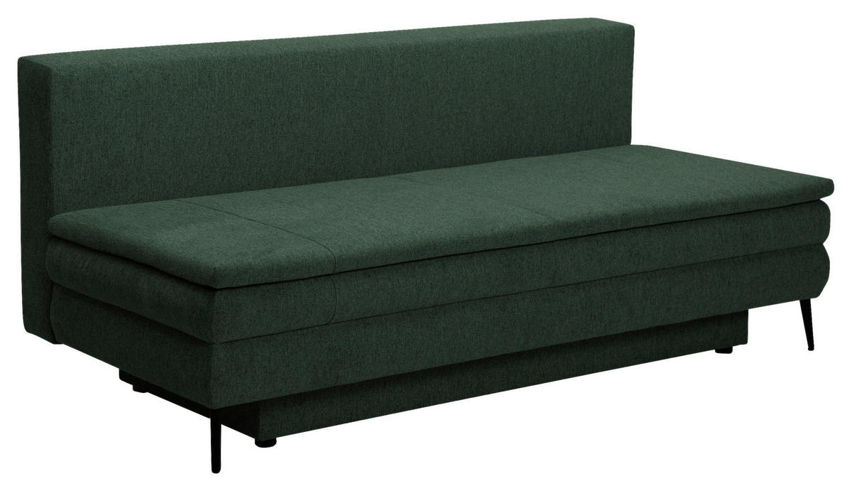 SCHLAFSOFA in Textil Dunkelgrün  - Dunkelgrün/Schwarz, Design, Kunststoff/Textil (200/90/100cm) - Venda