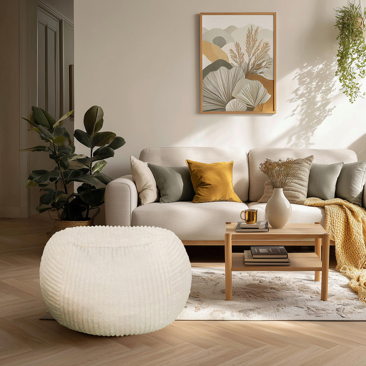 SITZSACK  - Beige, MODERN, Textil (90/50/57cm) - MID.YOU