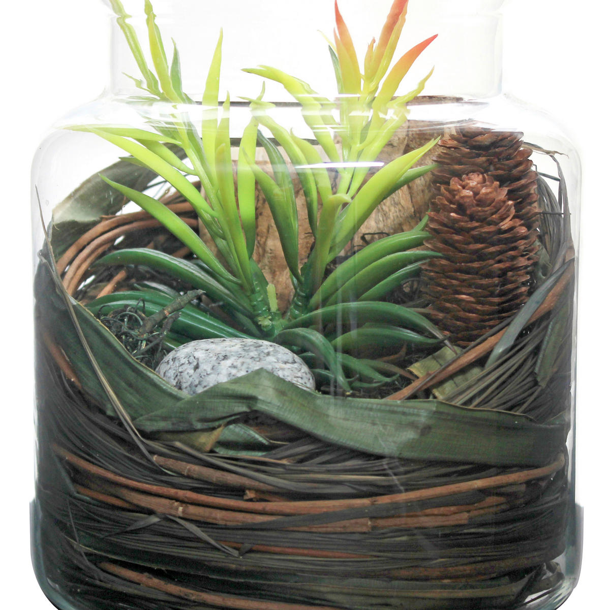 DEKOGLAS 20 cm  - Naturfarben, Lifestyle, Glas/Naturmaterialien (18/20/18cm) - Kayoom