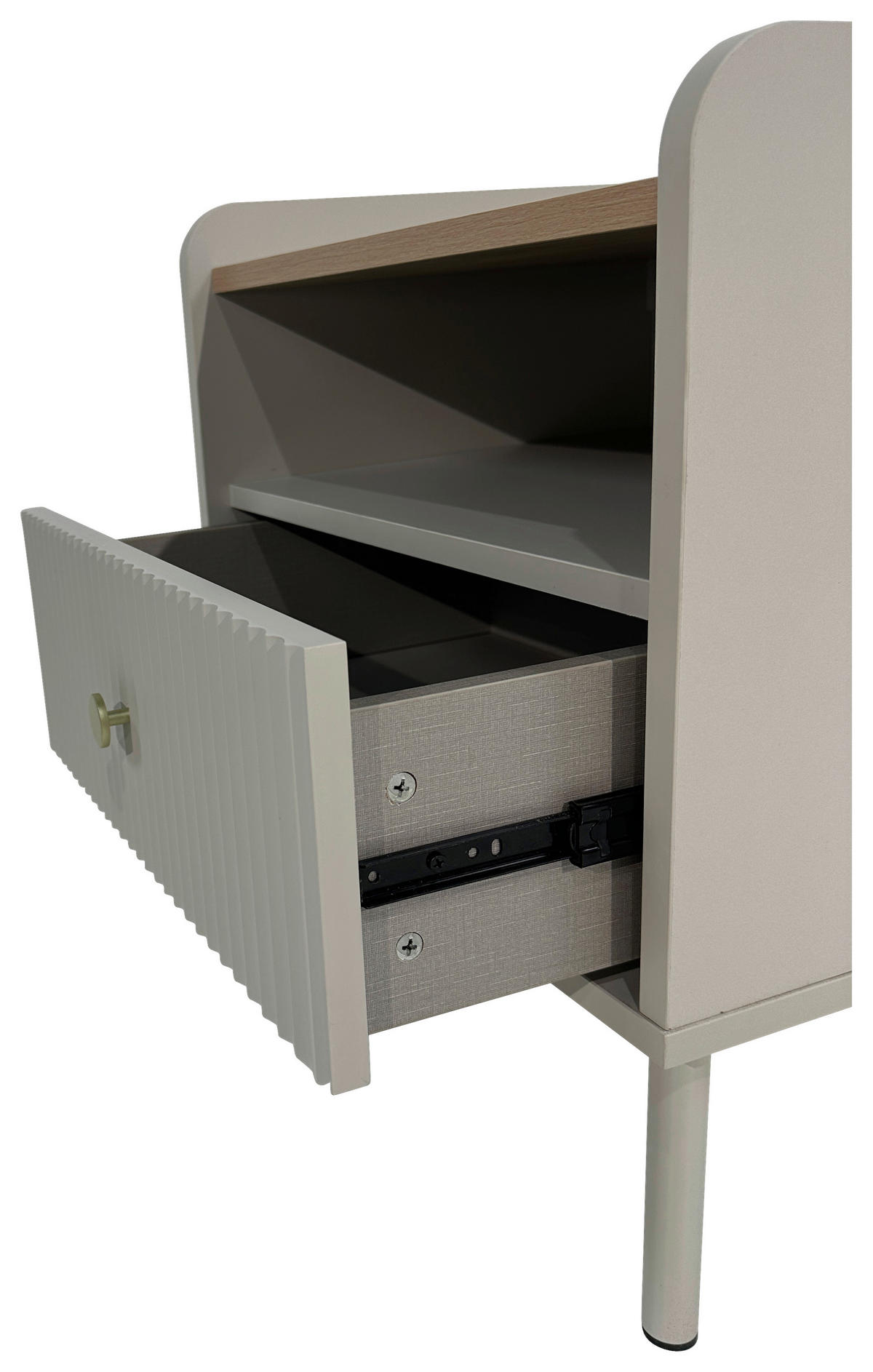 NACHTKÄSTCHEN in Grau, Eichefarben  - Eichefarben/Goldfarben, Design, Holzwerkstoff/Metall (50/54/40cm) - Xora