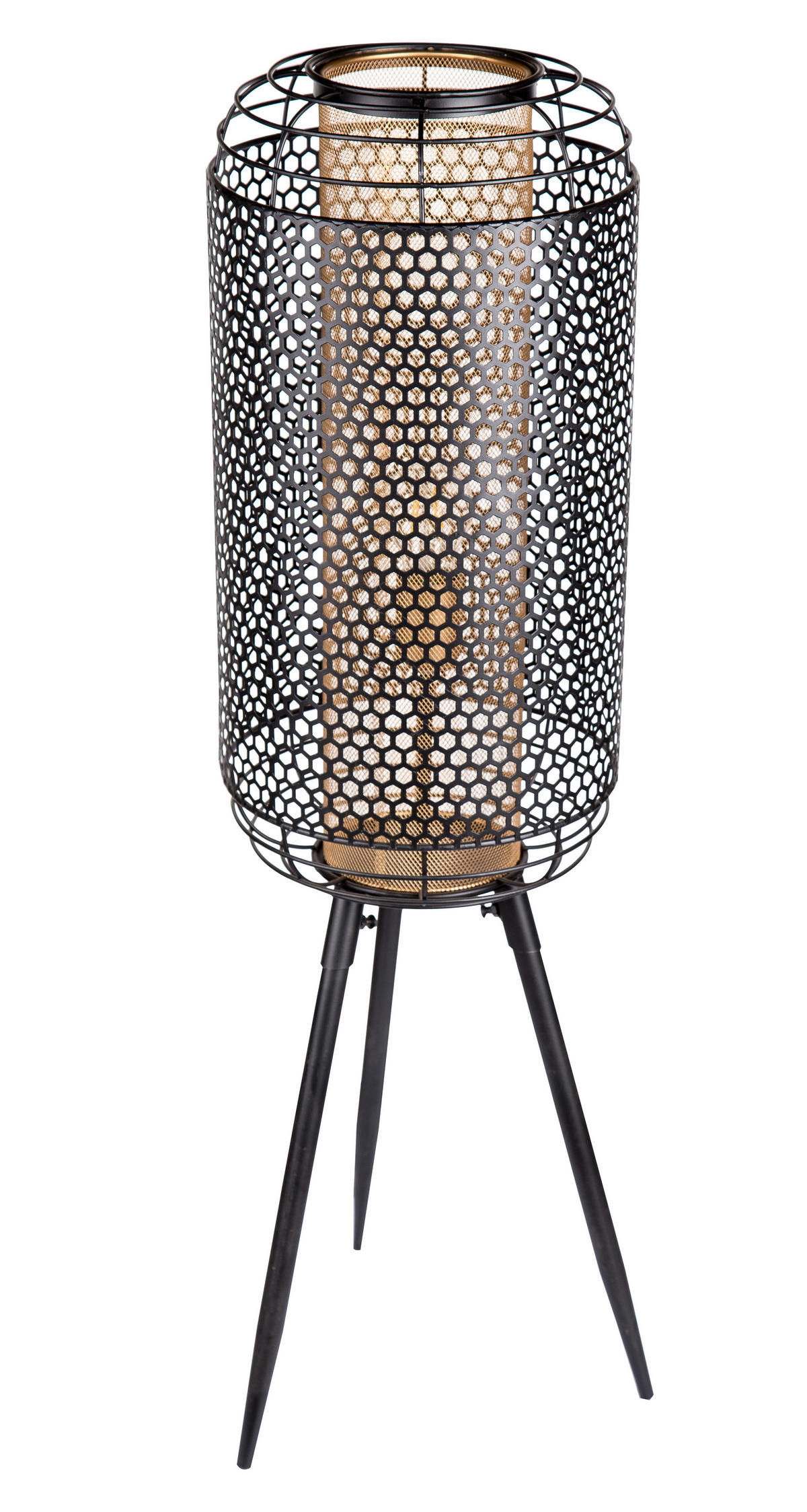 STEHLEUCHTE - Goldfarben/Schwarz, Design, Metall (30/110cm) - Globo
