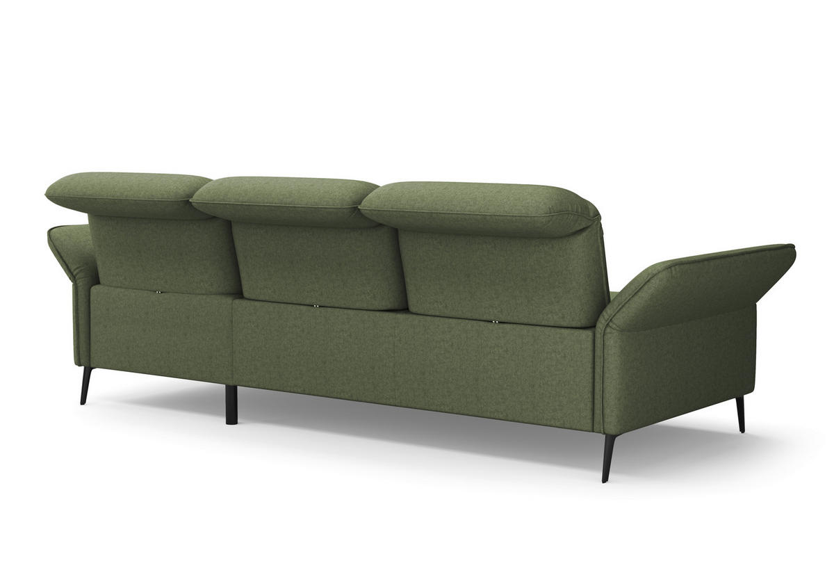 ECKSOFA in Flachgewebe Olivgrün  - Schwarz/Olivgrün, Konventionell, Textil/Metall (264/198cm) - Sit & More
