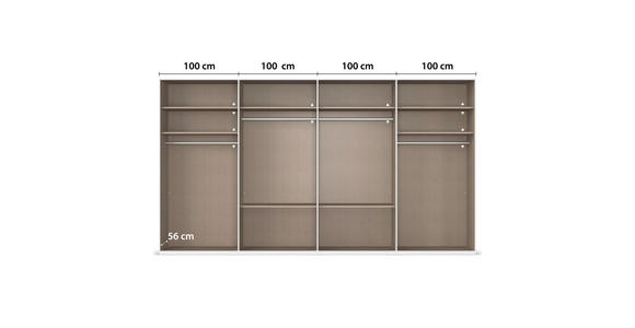 DREHTÜRENSCHRANK 400/235/61 cm,  in Graphitfarben, 8-türig  - Chromfarben/Edelstahlfarben, Basics, Glas/Holzwerkstoff (400/235/61cm) - Novel