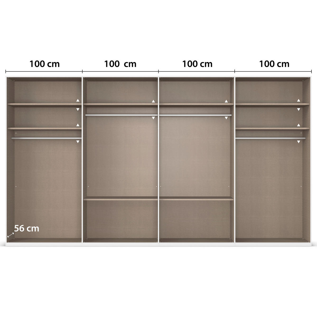 DREHTÜRENSCHRANK 400/223/61 cm,  in Champagner, 8-türig  - Champagner, Basics, Glas/Holzwerkstoff (400/223/61cm) - Novel