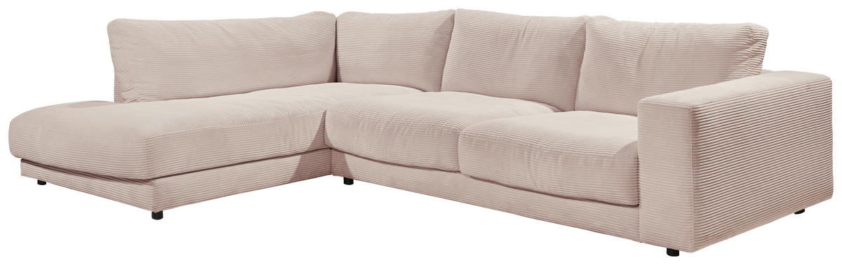 ECKSOFA in Cord Taupe  - Taupe/Schwarz, Design, Kunststoff/Textil (224/325cm) - Hom`in