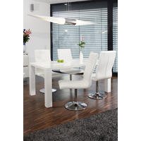 TISCHGRUPPE Weiß, Weiß Hochglanz  - Weiß Hochglanz/Silberfarben, MODERN, Textil/Metall (180/90/76cm) - Livetastic