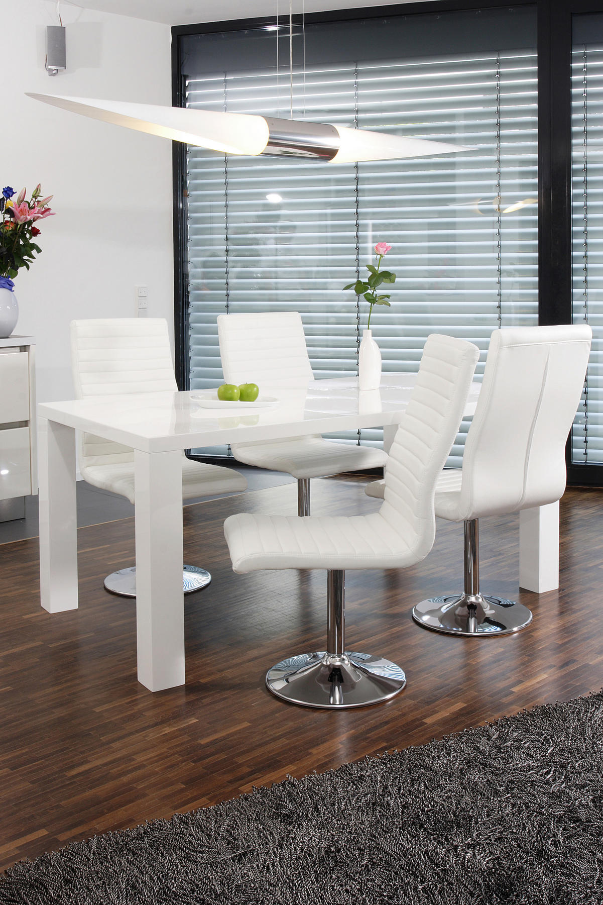 STUHL-SET 4 Stück  in Lederlook  - Silberfarben/Weiß, MODERN, Textil/Metall (45/106/65cm) - Livetastic