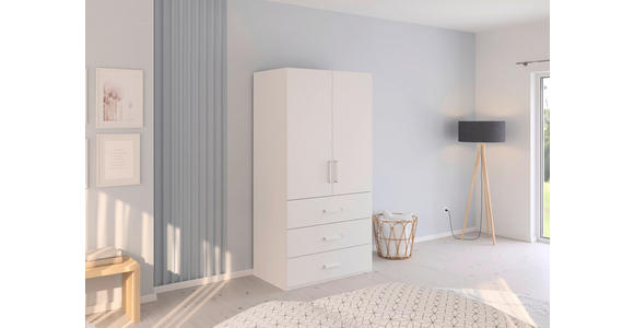 DREHTÜRENSCHRANK  in Weiß  - Weiß/Silbereichenfarben, Design, Holzwerkstoff/Kunststoff (101/223/60cm) - Novel