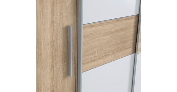 DREHTÜRENSCHRANK in Weiß, Sonoma Eiche - Alufarben/Weiß, KONVENTIONELL, Holzwerkstoff/Kunststoff (200,1/190,5/61,6cm) - Carryhome