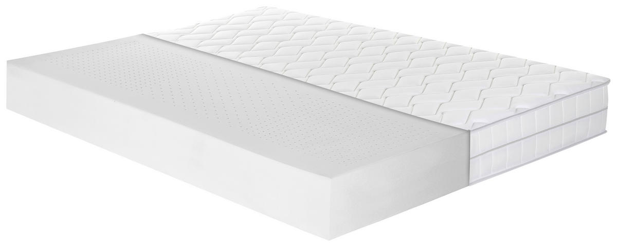 KALTSCHAUMMATRATZE 140/200 cm, Höhe ca.: 15 cm, H2 + H3 = mittel + fest, 5-Zonen - Weiß, Basics, Textil (140/200cm) - P & B