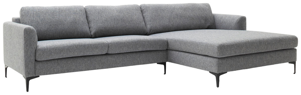 ECKSOFA Blaugrau Flachgewebe  - Blaugrau/Schwarz, Design, Textil/Metall (310/195cm) - Schöner Wohnen