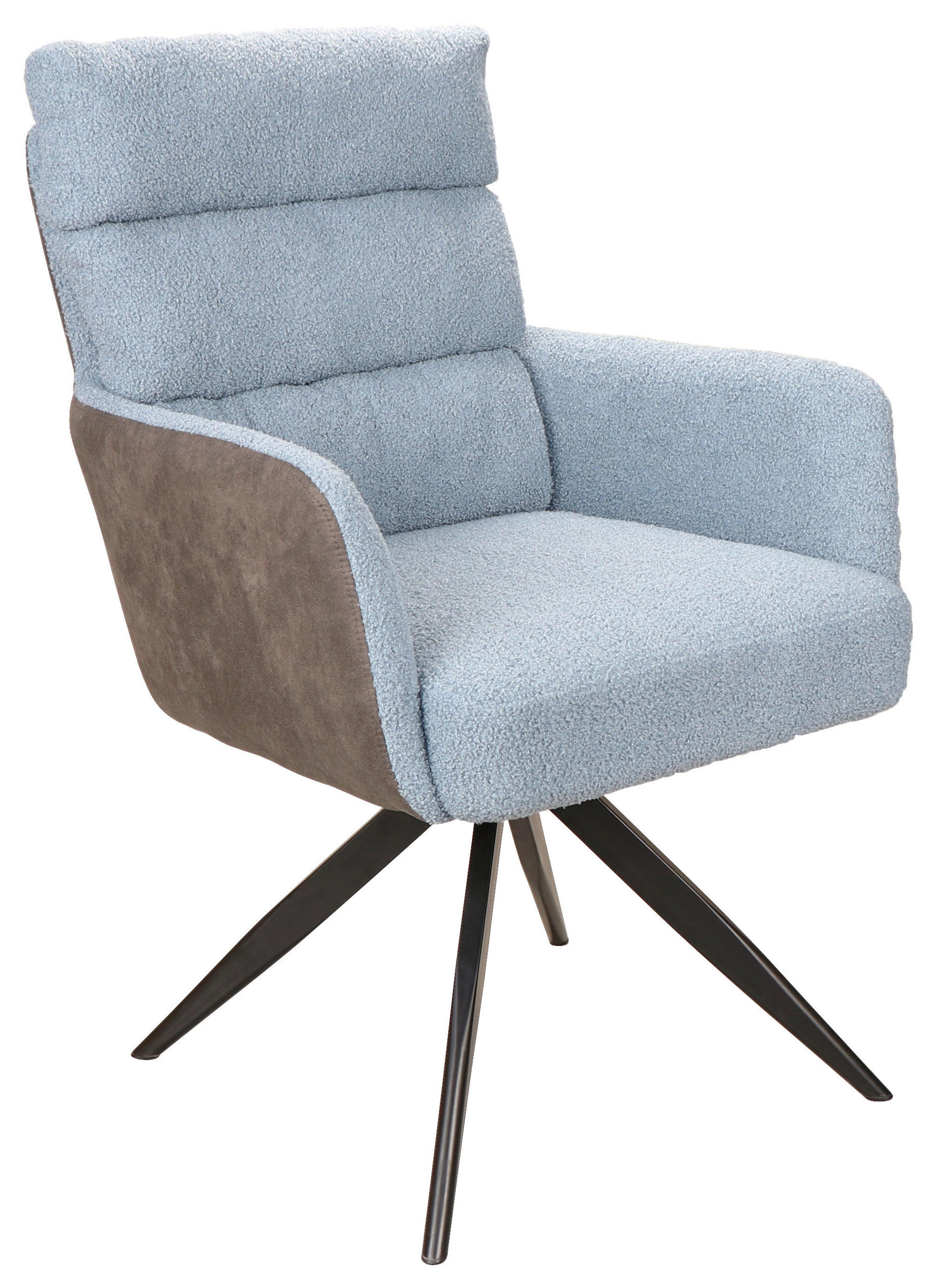 ARMLEHNSTUHL  in Eisen Webstoff, Teddystoff  - Blau/Schwarz, Design, Textil/Metall (60/91/67cm) - Novel
