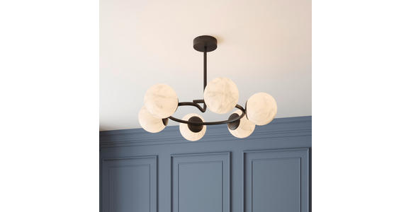 DECKENLEUCHTE Sirius 67/44 cm  - Schwarz/Weiß, Design, Glas (67/44cm) - Dieter Knoll