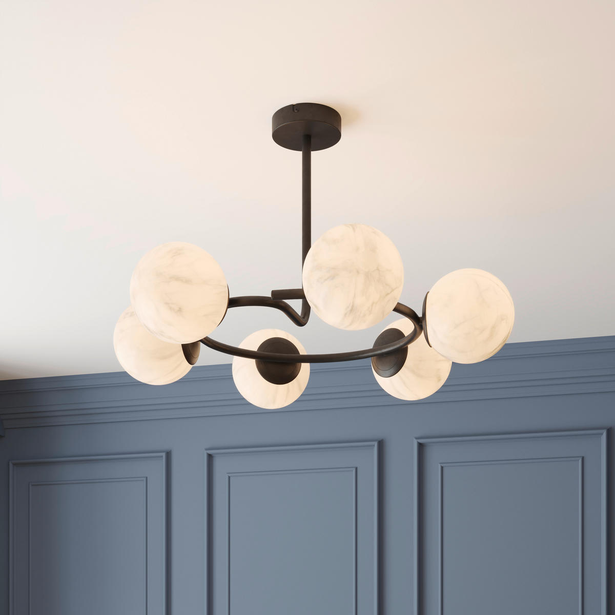 DECKENLEUCHTE Sirius 67/44 cm  - Schwarz/Weiß, Design, Glas (67/44cm) - Dieter Knoll