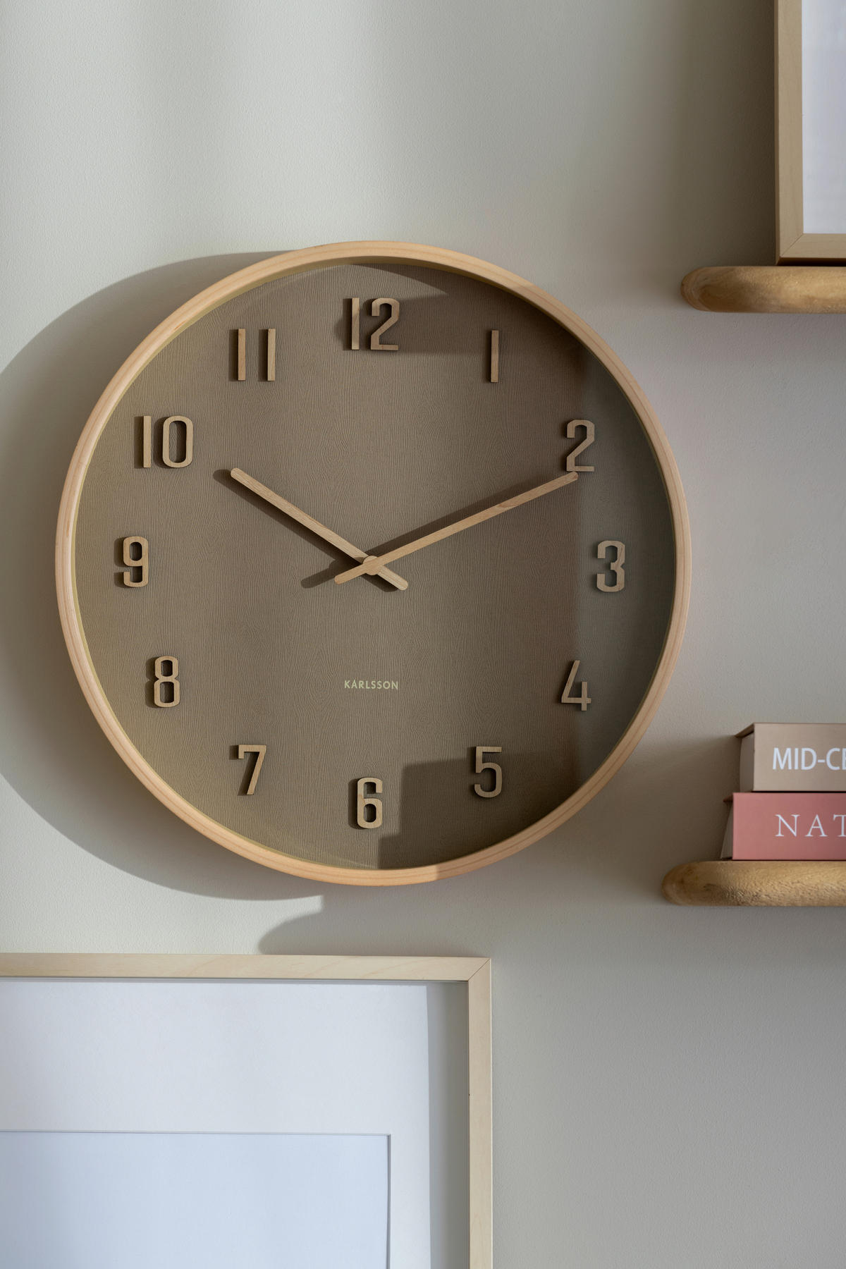 WANDUHR Nervadura Hellbraun  - Hellbraun, Basics, Holzwerkstoff (41cm) - Karlsson