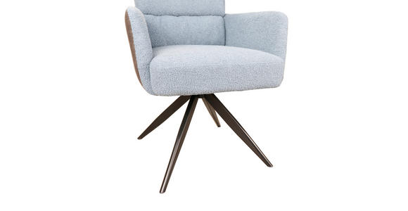 ARMLEHNSTUHL in Eisen Webstoff, Teddystoff - Blau/Schwarz, Design, Textil/Metall (60/91/67cm) - Novel