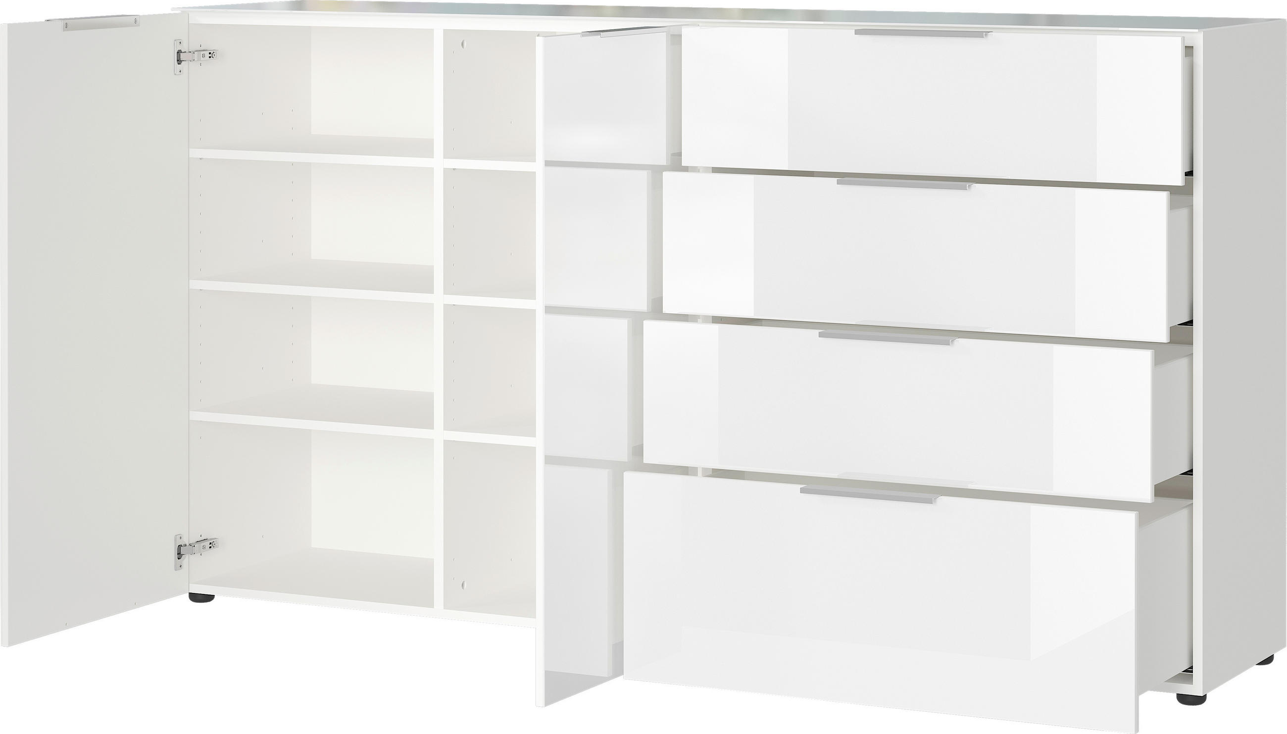 TÁLALÓSZEKRÉNY 184/102/42 cm - krómszínű/fekete, Modern, műanyag/faalapú anyag (184/102/42cm) - Premium Living