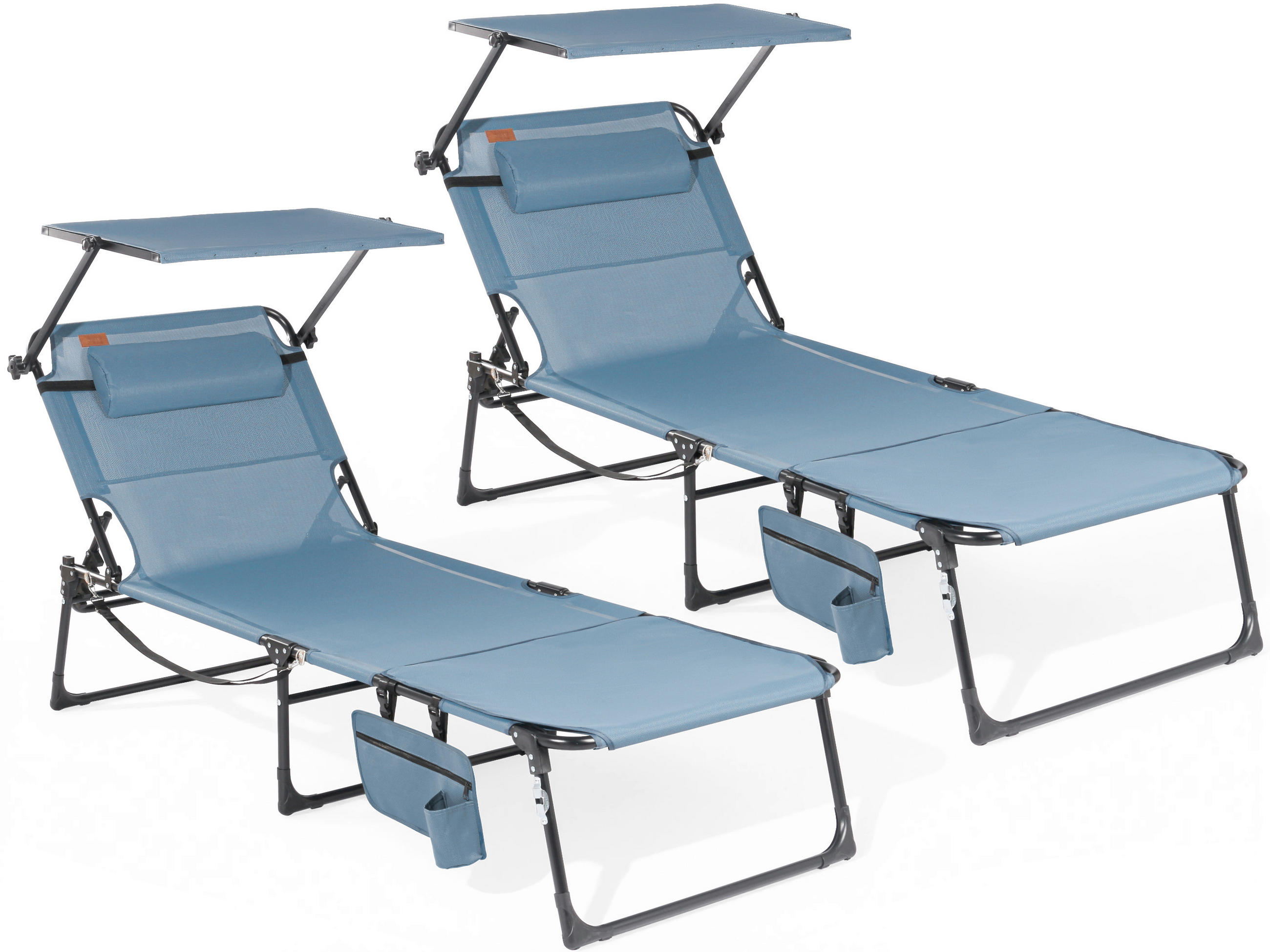 SONNENLIEGE 200/34/70 cm  - Blau/Dunkelgrau, Basics, Textil/Metall (200/34/70cm) - Modante