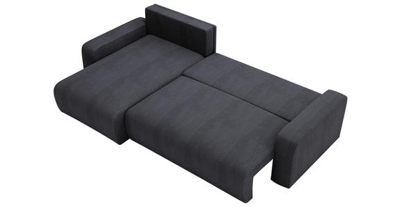 ECKSOFA in Cord Graphitfarben  - Schwarz/Graphitfarben, MODERN, Kunststoff/Textil (150/245cm) - Carryhome