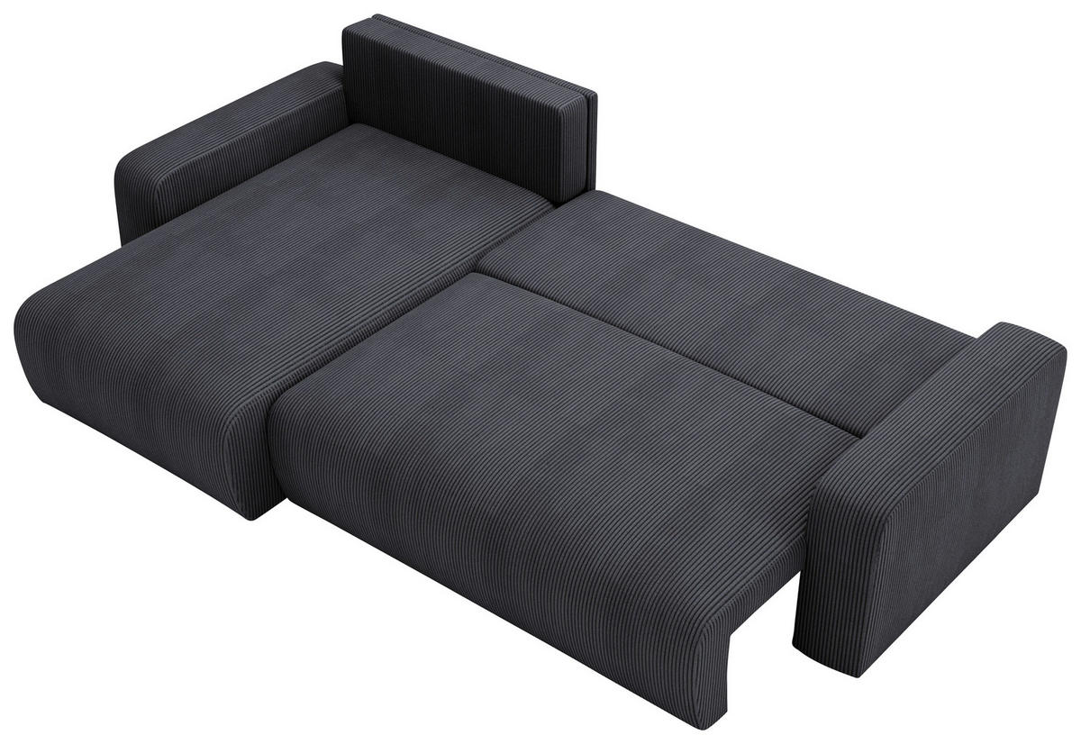 ECKSOFA in Cord Graphitfarben  - Schwarz/Graphitfarben, MODERN, Kunststoff/Textil (150/245cm) - Carryhome