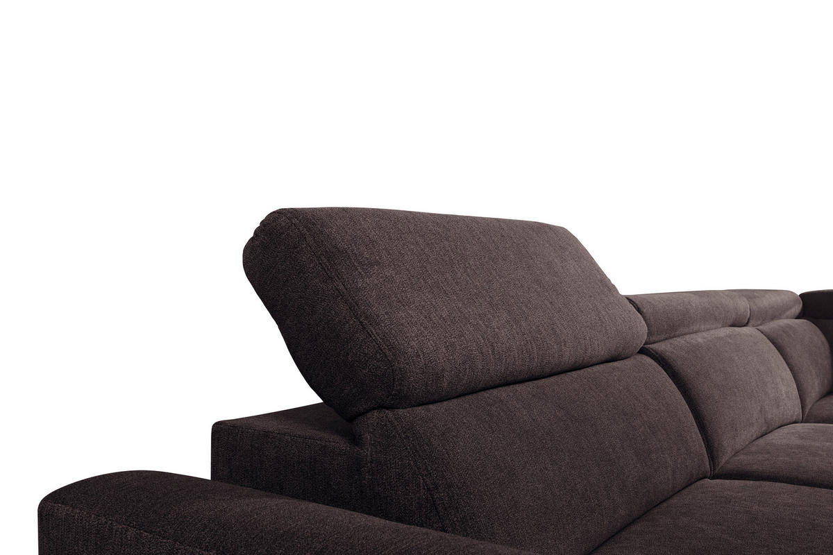 ECKSOFA in Velours Dunkelbraun  - Dunkelbraun/Schwarz, Konventionell, Textil/Metall (255/217cm) - MID.YOU