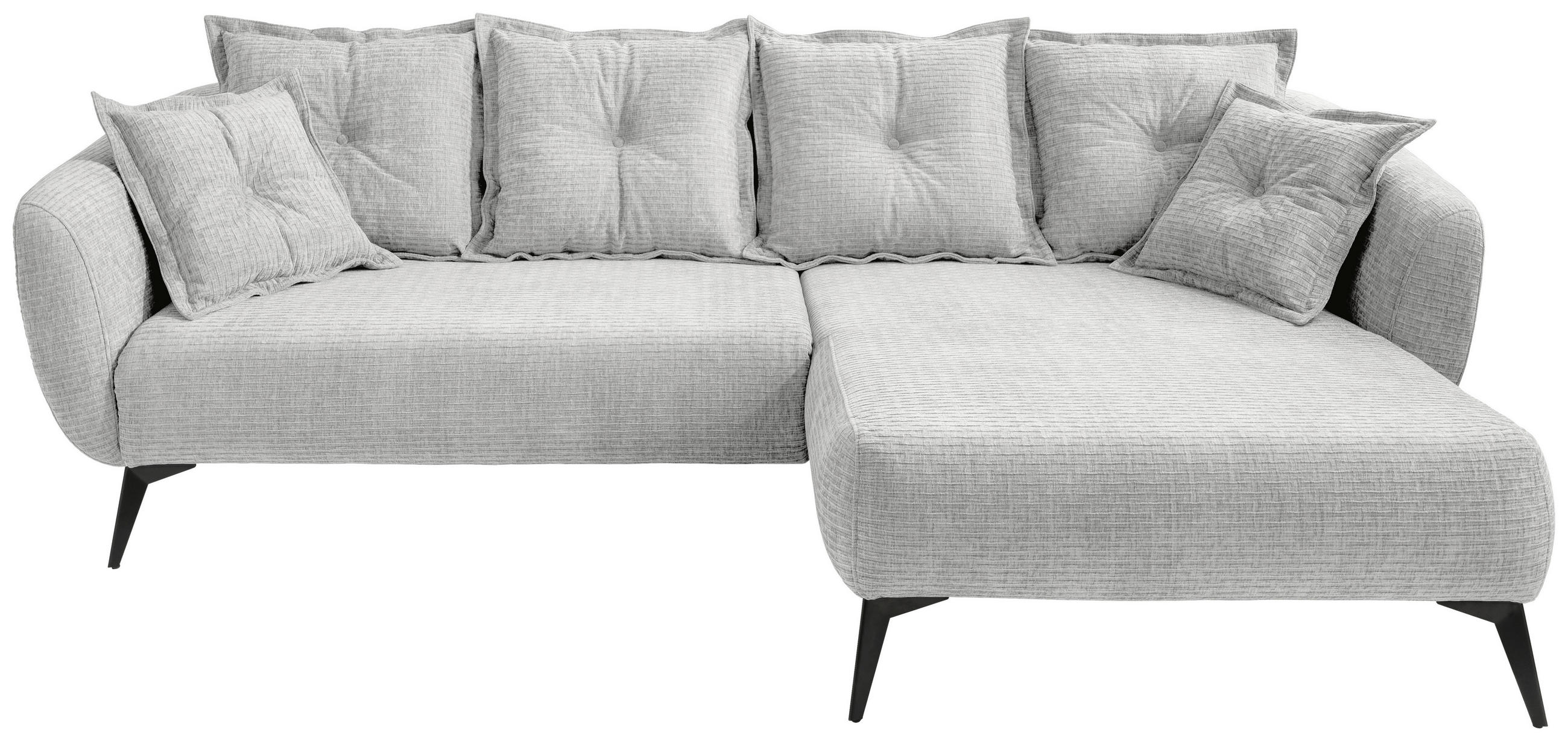 ECKSOFA Weiß Mikrofaser  - Schwarz/Weiß, MODERN, Textil/Metall (277/162cm) - Livetastic