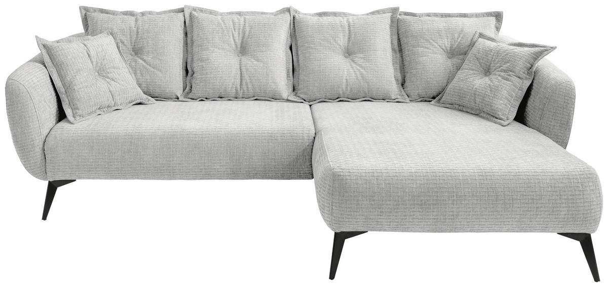 ECKSOFA Mikrofaser Weiss  - Weiss/Schwarz, Modern, Textil/Metall (277/162cm) - Livetastic