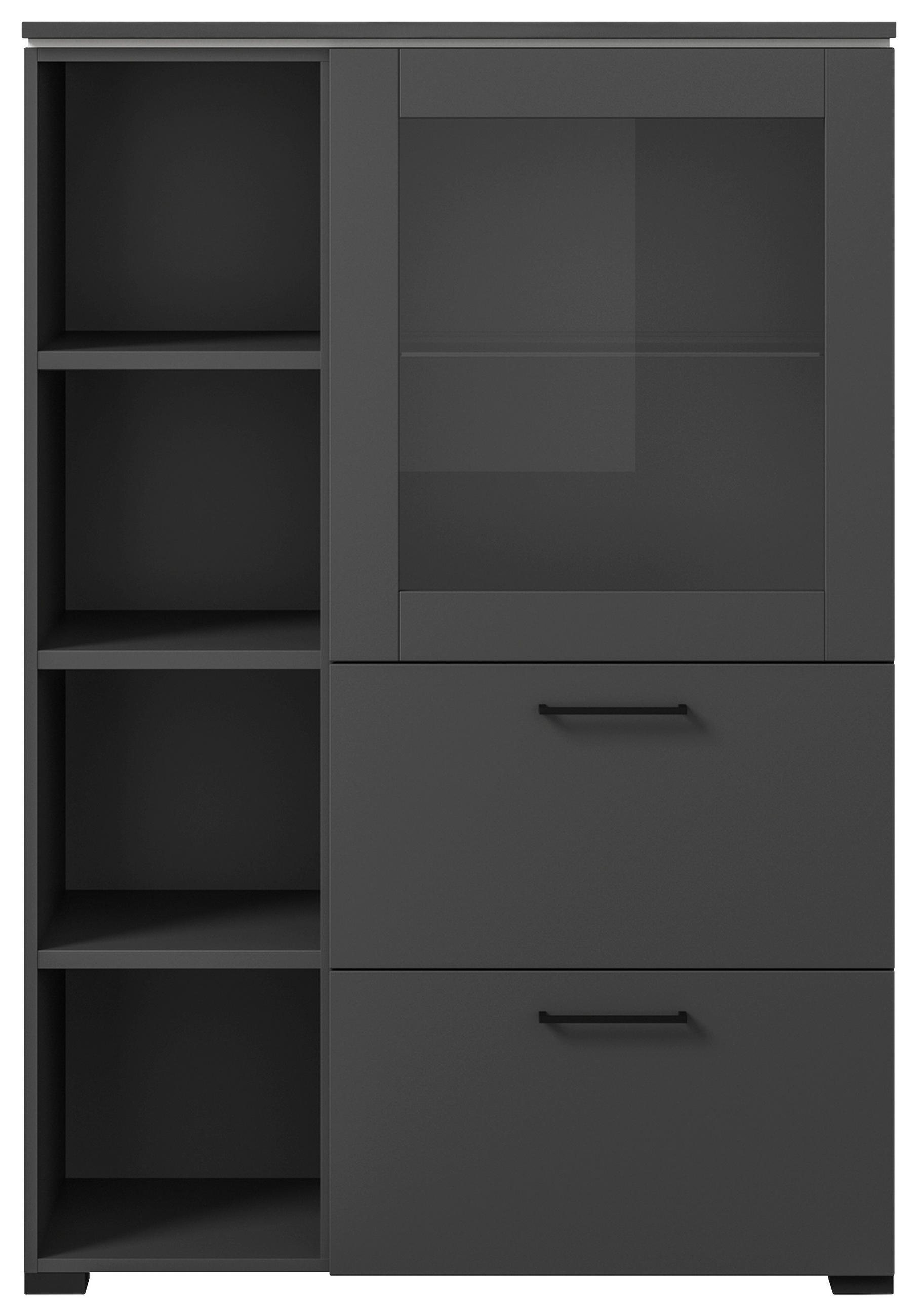 VITRINE in Graphitfarben  - Anthrazit/Graphitfarben, Design, Glas/Holzwerkstoff (100/143,3/41,9cm) - Cantus