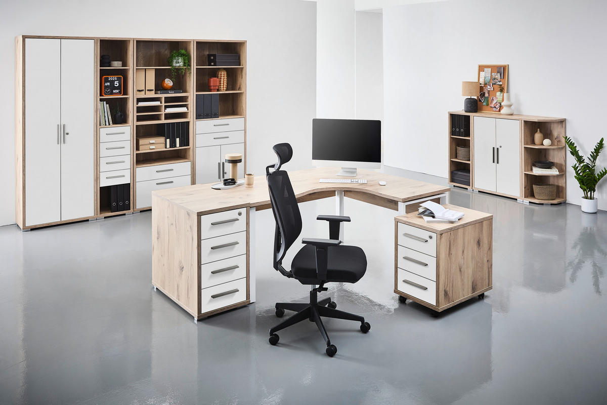 AKTENREGAL 79,7/210,4/39,5 cm  - Weiss/Silberfarben, Konventionell, Holzwerkstoff/Kunststoff (79,7/210,4/39,5cm) - Voleo