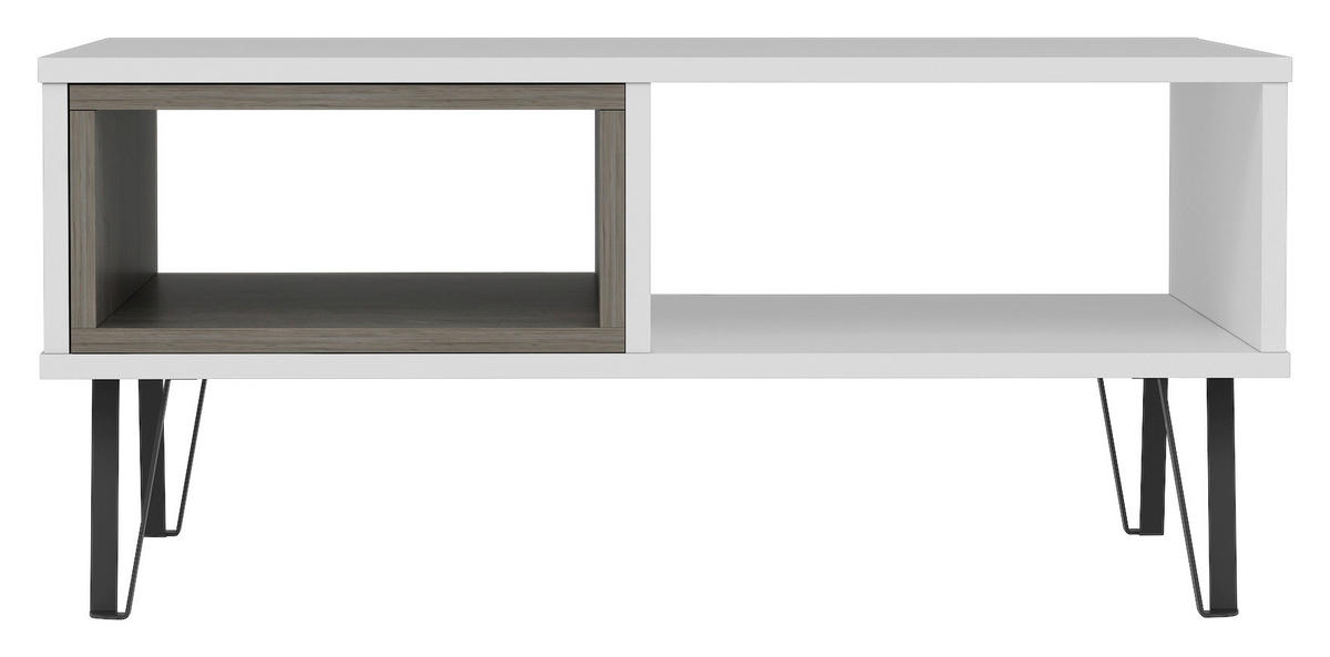 COUCHTISCH Holzwerkstoff 90/60/41,1 cm  - Weiss/Schwarz, Design, Holzwerkstoff/Metall (90/60/41,1cm) - Livetastic